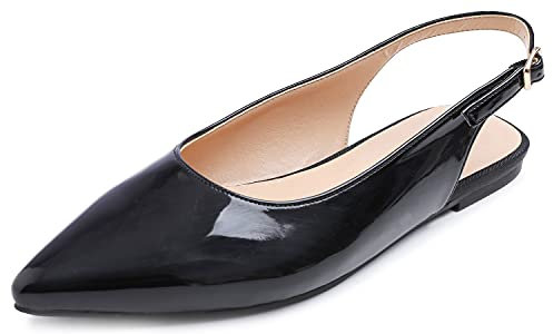 Feversole Womens Flat Pointed Toe Slingback Shoes,Scarpe da Ballettoda Donna Punta Appuntito Cinturino Regolabile Sandali