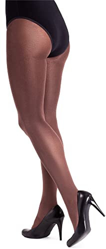 LORES Medias de satén para mujer, 100 DEN, gruesas, brillantes, lisas, opacas, sin presión, Lucido, Café., L