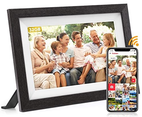 FUMAT Cornice Digitale foto WiFi, Frameo Portafoto Digitale 10.1 Pollici 32 GB Memoria, per condividere foto e video ovunque tramite l'applicazione Frameo, Auto-rotazione,Regalo Festa della Mamma
