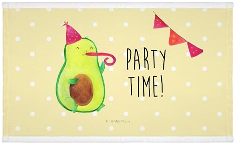 Mr. & Mrs. Panda Gäste Handtuch Avocado Party Zeit - Geschenk, Lebensfroh, Feier, Frottier, Reisehandtuch, Vegan, Gästetuch, Gesund, Veggie, Kinder