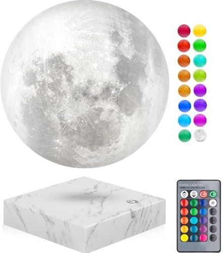 VGAzer mond lampe 3D Druck magnetschwebende mondlicht Lampen Rotierende Schwebende Mondlampe für Zuhause, Büro Decor (Quadratisch Marmor)