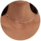 CHESKY 14K Gold/Silver Plated Snake Chain Necklace Herringbone Necklace Gold Choker Necklaces for Women Gifts Jewelry 1.5/3/5MM(W) 14/16(L), Brass, Cubic Zirconia