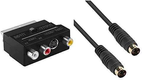 mumbi SCART/S-VHS/AV-Adapter (Scart/SVHS+3xRCA) mit Umschalter Line In-Out & S-Video Kabel 2m