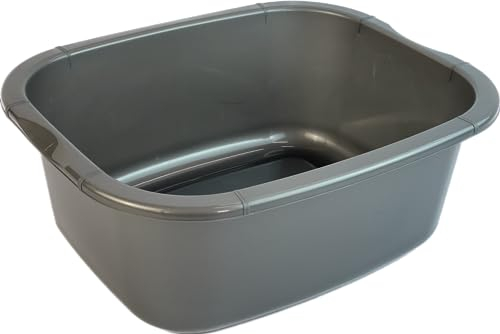 oceanevo® 11 Litres Rectangular Washing Up Bowl Grey Basin Mixing Sink Tidy Organizer Large Plastic Kitchen Portable Dish Washtub (Grey)