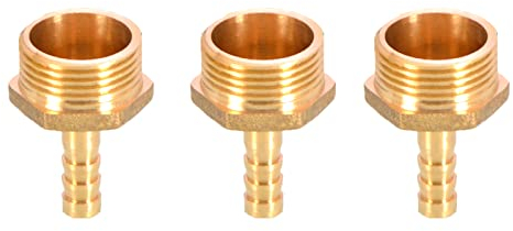 3 Stück Messing Widerhaken Schlauchverschraubung Kupplung Verbindungsstück 8 mm auf 3/4 Zoll Außengewinde BSP-Gewinde Rohrnippel Fitting Rohradapter