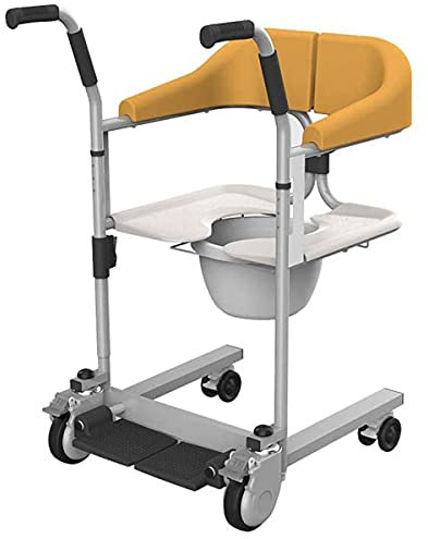 LAOJIN 3-in-1 Toilettenstuhl, Duschstuhl und Rollstuhl, Stahl-Transport-Rollstuhl, unterstützt 150 kg Tragkraft, ideal für Erwachsene mit Behinderung und Badezimmer
