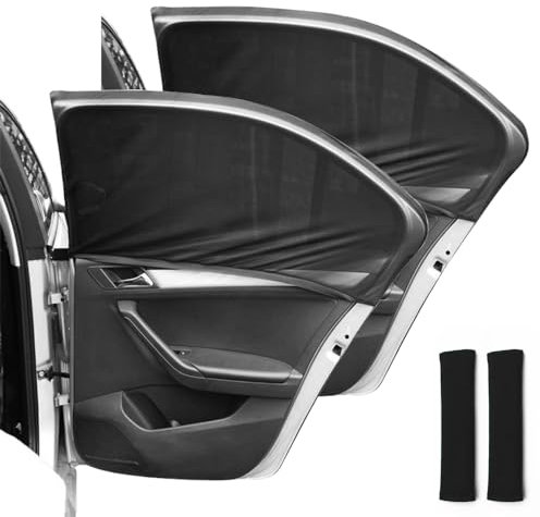 MOERAE 2 Piezas Parasol de Coche Ventana Lateral, Parasol Coche Bebe Protección UV, Coche Trasero Sombrilla Universal con Hombreras Coche, para Bebe para Niños y Mascotas