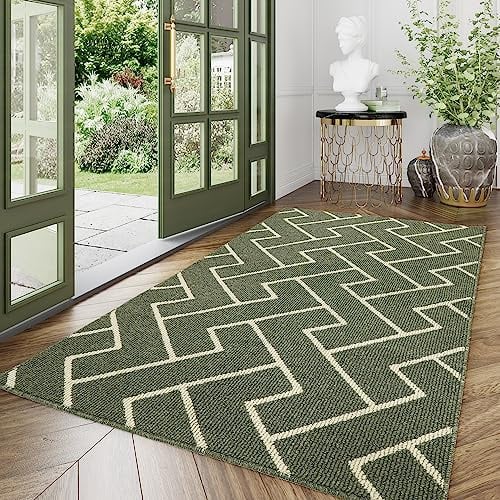 Biscpro Indoor Door Mats,119x180cm Door Mat Non Slip Backing,Dirt Trapper Mat Absorbent Non-Slip Doormat for Entrance,Inside,Kitchen,Front Back Door,Pets and Garden-Green