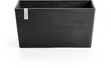 Ecopots Blumentopf Paris Dunkel Grau - 60 x 26 cm - Raumteiler, Sichtschutz - Pflanzentopf rechteckig aus Recycling Kunststoff - Übertopf modern für Indoor und Outdoor