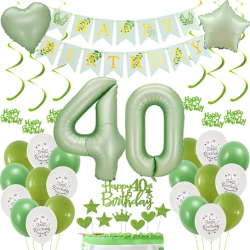 Grün Deko 40. Geburtstag Frauen, Luftballon 40 Salbeigrün, 40. Geburtstag Dekoration Frau, Luftballons 40 Geburtstag Frauen, Geburtstagsdeko 40 Jahre Grün, Geburtstag 40 Jahre Männ Frau Ballon