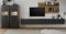 Furn.Design Wohnwand Schrankwand in grau matt und Eiche Wotan Holz Wohnzimmer Set 5-teilig mit XXL TV Unterteil zum Aufhängen, Vitrinen und Wandregal 440 x 180 cm (Set 5)