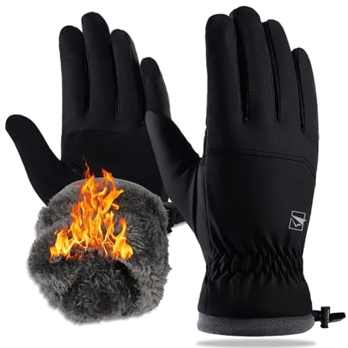 Yobenki Thermal Gloves for Men Women, Winter Running Glove Thickened Fleece Lining Snow Warm Gloves Cold Weather, Windproof Touchscreen Glove for Ski Cycling Driving