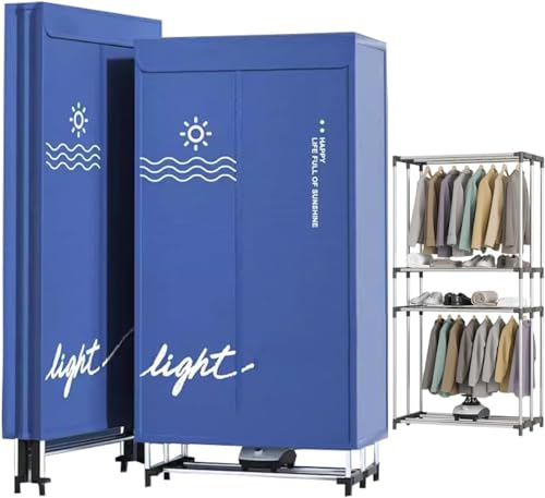 Beheizte Kleidung Lüfter 1500W Faltbarer Wäschetrockner Quick Dry Hot Air Pod Mit Abdeckung, Aufbewahrungstasche 3Tier Elektrische Kleidung Wäscheständer 560L Kleidung Pferd ( Color : Dark Blue )