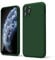 oakxco for iPhone 11 Pro Phone Case Liquid Silicone, Thin Slim Soft Rubber Gel TPU Plain Simple Cover for Women Girl Cute, Matte Solid Color, Dark Green