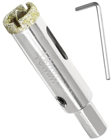 Qjaiune Scie-cloche diamant de 16 mm avec foret pilote, profondeur de coupe de 4,5 cm, scie-cloche pour verre, carrelage, céramique, marbre, granit, fibre de verre, porcelaine, quartz
