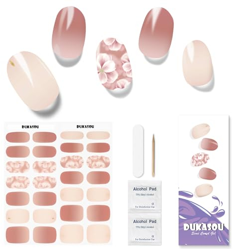Nagelfolie UV Härtend - 28 Stück UV Gelfolien,Einfach und Bequem UV Gel Strips DIY Gel Nail Sticker ist ein Geschenk für Anfänger, um Nägel zu dekorieren(Sanfte Blume)