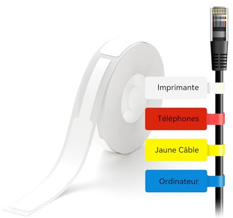 NIIMBOT Câble Étiquette Pour D110 D11 D101 H1S Imprimante,12.5 * 109mm, Étiquetage des câbles auto-adhésif, imperméable et résistant à la déchirure pour la classification