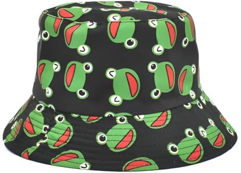 KUMSODE Fischerhüte Damen Anglerhut Frosch Sonnenhut Fischerhut Buckethut Bucket Hut Unisex Eimerhut Faltbar Outdoor Hut Sommermütze Angel Kopfbedeckungen für Camping Wandern Angle