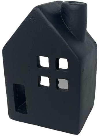 Dadeldo Living & Lifestyle Deko-Haus Weihnachtsdeko Steingut schwarz 20x14cm