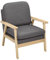 WOLTU Sessel Wohnzimmer, Einzelsofa, aus Leinen Massivholz, Lesesessel, für Wohnzimmer Schlafzimmer Balkon, Dunkelgrau