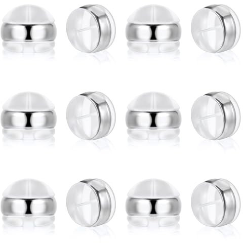 Mabor 12 Stück Ohrring Verschluss Silikon Hypoallergene Halbrunde Ohrringe Stopper Weiche Ohrstecker Verschluss für Schwere/Fallende Ohrringe(5,5 x 4,5mm)