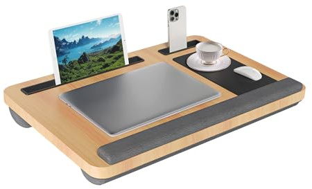Laptoptisch Laptopkissen Hochwertige Laptop Unterlage Ständer bis 17,3 Zoll - Mit kuscheligem Kissen Tablett für Bequeme Arbeit im Bett oder auf dem Sofa (Schwarz)