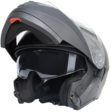 Zorax ZOR-839 Flip Up Helmet Double Visor - Matt Black XXL (63-64cm) | Motorcycle Motorbike Helmet Road Legal ECE2206