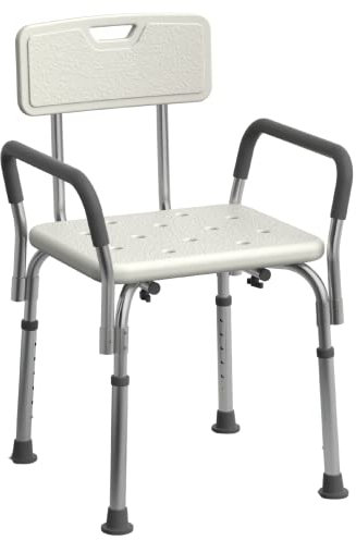 WDSOPK Duschstuhl Mit Gepolsterten Armlehnen Und Rückenlehne | Robuster Duschstuhl Für Die Badewanne | Rutschfester Duschsitz Mit Verstellbarer Höhe | Duschstuhl Für Innendusche Mit