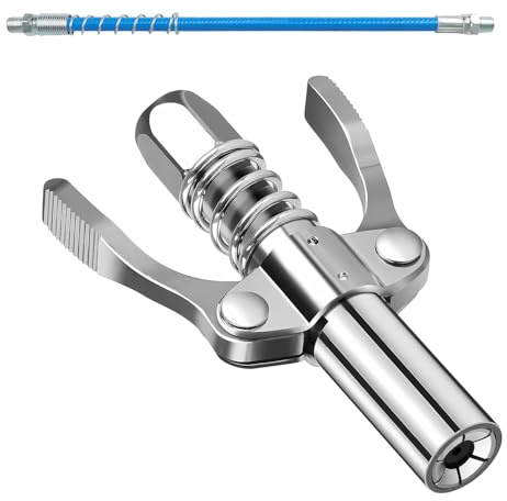 Anhoer Fettpresse Mundstück mit 30cm Schlauch Verriegelungszange | Fettpresse Kupplung Passend Standard M6/M8/M10/M12/M14 G Coupler Fettpresse Adapter
