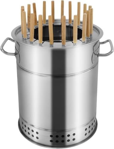 Tragbarer vertikaler Holzkohle-Räuchergrill, Fassgrill, Outdoor, Innenbereich, Camping, rauchfreier Holzkohlegrill, Grill, 30 x 34 cm