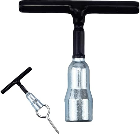 ChenYu99 T-Handle Wing Nut Driver, Chrome Vanadium Steel Nut Slot Tool, Manual Hook Installation Wrench for Eye Screws, Screw-in Lamp Hooks, Home DIY & Professional Use, Silver