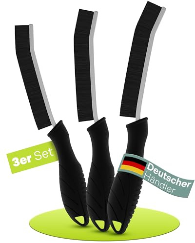 3er Set Hartborsten Fugenbürste Schwarz – Schmale Reinigungsbürste für Fugen, Ritzen & Ecken – Spaltenbürste für Bad, Küche, Fenster, Fliesen, Dusche & Armaturen