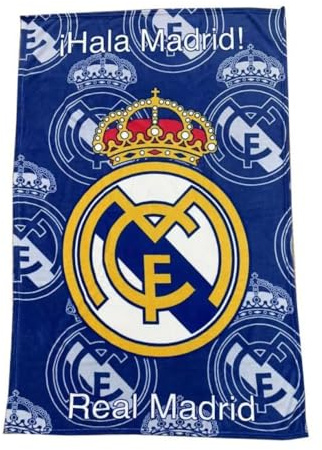 Superlicencias Real Madrid Coral Blanket, Blue with Club Crest Logo, HALA Madrid, 100 x 150 cm