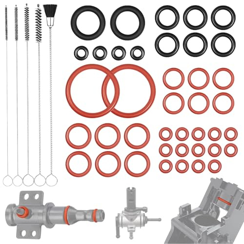 Tmefoy 40 Stück Kaffeevollautomat Dichtungsring Set und 5 Reinigungswerkzeuge, Kompatibel mit Philips Saeco, O-Ringe für Brühgruppe, Dampfventil, Auslaufventil und Supportventil