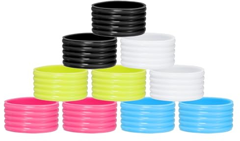 QUARKZMAN Tennisschläger Griffband Silikon Griffring Schlägerband Gummi Ring rutschfest Überband Fix Ringe für Tennisschlägergriffe Badminton Griff, Fuchsia/Blau/Weiß/Weiß/Schwarz