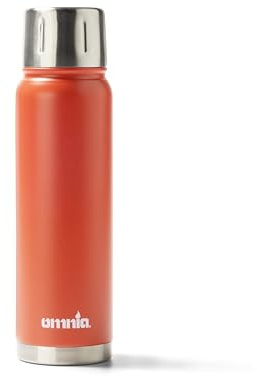 Omnia Edelstahl Vakuum-Isolierflasche, Doppelwandig, LFGB-Zertifiziert, Auslaufsicher, Für Heiße und Kalte Getränke, Spülmaschinenfest (Orange)