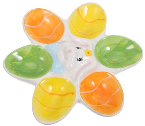 Ceramic Deviled Platter Holes Coloured Holder Easter Bunny Plates Serving | Surface Cleaning Method, Cleaning for Effortless, Memorable Family Placement, Making Easter Gatherings Festive Placement
