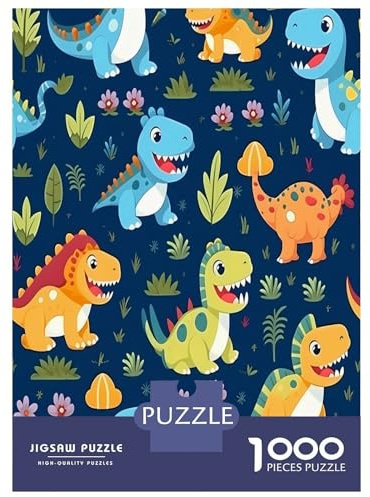 Cartoon Dinosaurier 1000 Teile Puzzle Papier für Erwachsene Waldmotiv Puzzle für Familie Entspannung 38x26cm/1000pcs