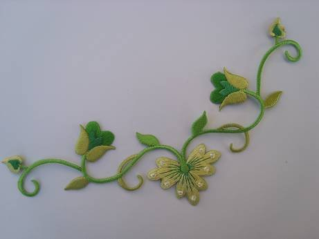 Blumen 18,5 cm * 8,8 cm Bügelbild grün Blüten Ranke Ranken Blume Blüte Blumenranke Aufnäher Applikation