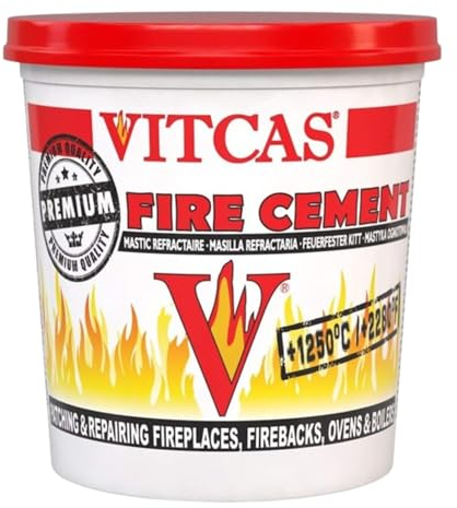 VITCAS Premium Fire Cement – Mattoni refrattari – Ottima adesione – Ignifugo – Patch e riparazione – Facile da usare – 1 kg