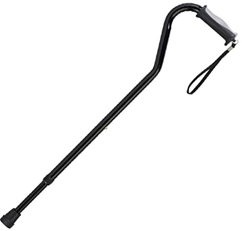 Drive Devilbiss Swan Neck Black Folding Walking Stick with Gel Grip Handle