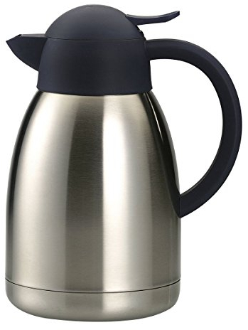 axentia Isolierkanne in Silber, Warmhaltekanne aus doppelwandigem Edelstahl, Kaffeekanne mit Einhand-Ausgießautomatik, Teekanne mit Kunststoff-Griff, Volumen: ca. 1,5 L