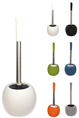 Brushmann Round Ceramic Toilet Brush Set (White)