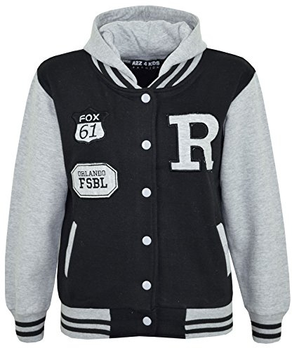 A2Z 4 Kids B.B Hooded R Fashion Fox Jacket Varsity - B.B Jacket New Fox Grey 7-8