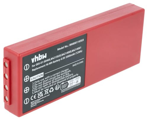 vhbw Akku kompatibel mit HBC Radiomatic BA213020 | BA211060, BA210040, BA214060 Industrie-Funkfernsteuerung Fernbedienung (2000 mAh, 6 V, NiMH) - Rot