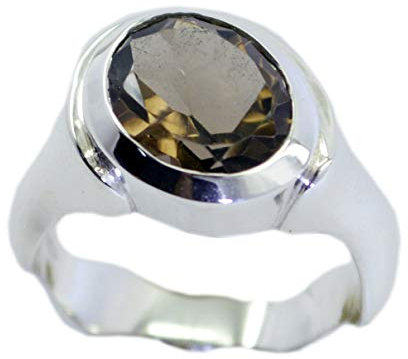 RIYO Normaler 925er Sterling Silber Bonnie echter brauner Ring, Rauchquarz braune Edelsteine Silberring