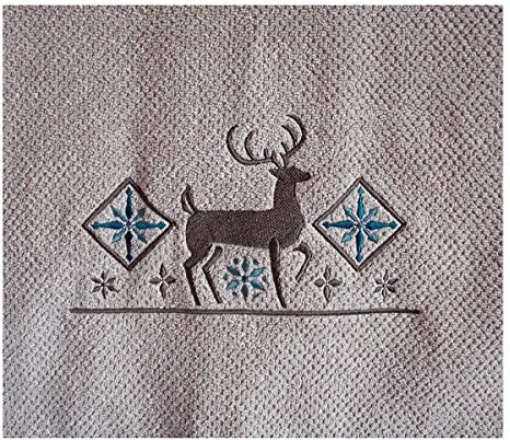 Besticktes Handtuch mit Hirsch-Motiv personalisiert mit Monogramm | Jagdmotiv nordischer Stil Frotteetuch in verschiedenen Farben