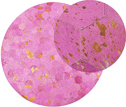 Moderner Patchwork Teppich mit Muster in Rosa Rund 140 cm Zeytin