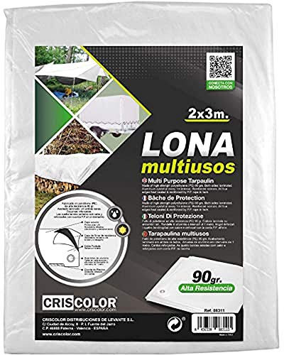 Criscolor Lona Multiuso 3 x 4 m, Blanca, 41311