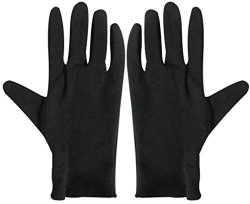 12 Pares de Guantes de Algodón Hidratante Guantes Negros Guantes de Trabajo Guantes de Inspección de Joyas Guantes Cosméticos Guantes para Laboratorio en El Hogar Al Aire (Talla)